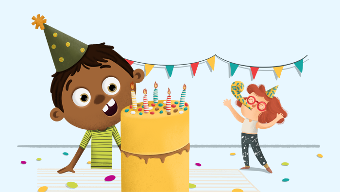 Ilustración de la fiesta de cumpleaños de los niños, decoración